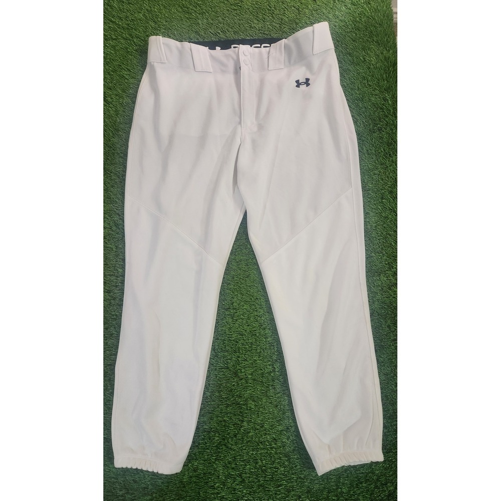 Under Armour Baseball Pants Mens XL White Elastic Cuff Stretch Game Adult UA